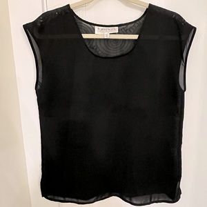 Capped Sleeved Black Blouse with Sequined Back